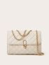 Mini Flap Square Bag Quilted Pattern Metal Decor Elegant