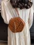 Quilted Novelty Bag Tassel Decor Mini Brown