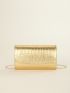 Medium Envelope Bag Metallic Crocodile Embossed Chain Strap