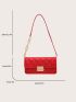 Metal Decor Quilted Pattern Square Bag Flap Fashion