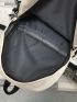 Letter Patch Decor Classic Backpack With Zipper Polyester Casual