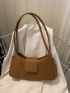 Medium Baguette Bag Double Handle Solid Color