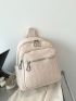 Letter Graphic Classic Backpack Beige Medium