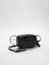 Crocodile Embossed Square Bag Tassel Decor Fashion Black