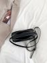 Crocodile Embossed Square Bag Tassel Decor Fashion Black
