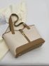 Medium Shoulder Tote Bag Colorblock Twist Lock
