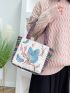 Butterfly Graphic Square Bag Small Double Handle Canvas