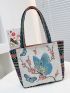 Butterfly Graphic Square Bag Small Double Handle Canvas