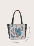 Butterfly Graphic Square Bag Small Double Handle Canvas