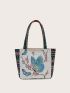 Butterfly Graphic Square Bag Small Double Handle Canvas