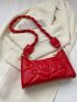 Quilted Baguette Bag Small Neon Red