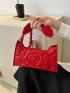 Quilted Baguette Bag Small Neon Red