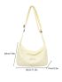 Letter Patch Hobo Bag Nylon Casual Black