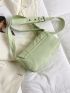 Buckle Decor Square Bag Fashion Green Pu