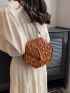 Quilted Novelty Bag Tassel Decor Mini Brown