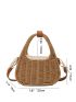 Mini Drawstring Design Straw Bag Vacation Lightweight