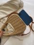 Mini Drawstring Design Straw Bag Vacation Lightweight