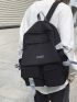 Letter Graphic Laptop Backpack Release Buckle Decor For School