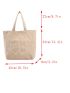 Large Fabric Shoulder Tote Bag Casual Letter Pattern Double Handle For Daily Outdoor & College School