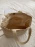Large Fabric Shoulder Tote Bag Casual Letter Pattern Double Handle For Daily Outdoor & College School