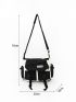Colorblock Buckle Decor Square Bag Multi-Pocket Casual For Daily