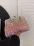 Sequin Decor Square Bag Chain Kiss Lock