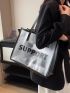 Medium Beach Bag SUPPORT Clear PVC Black Contrast Binding Waterproof Vacation For Pool Summer Gym Beach
