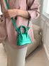 Metallic Crocodile Embossed Dome Bag Mini Green