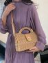 Small Straw Bag Paper Turn Lock