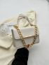 Crocodile Embossed Square Bag Chain Decor Small