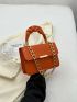Crocodile Embossed Square Bag Chain Decor Small Neon Orange