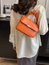 Crocodile Embossed Square Bag Chain Decor Small Neon Orange
