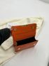 Crocodile Embossed Square Bag Chain Decor Small Neon Orange