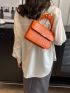 Crocodile Embossed Square Bag Chain Decor Small Neon Orange