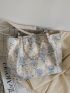 Small Shoulder Tote Bag Floral Pattern Pearl & Chain Decor