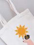 Graphic Pattern Shopper Bag Preppy