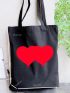 Neon Red Heart Graphic Shopper Bag Preppy