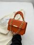 Crocodile Embossed Square Bag Chain Decor Small Neon Orange