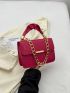 Crocodile Embossed Square Bag Chain Decor Small Neon Pink