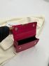 Crocodile Embossed Square Bag Chain Decor Small Neon Pink