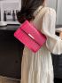 Crocodile Embossed Square Bag Chain Decor Small Neon Pink
