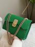 Mini Flap Square Bag Geometric Embossed Turn Lock