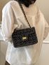 Plaid Pattern Square Bag Twist Lock Small