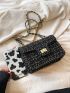 Plaid Pattern Square Bag Twist Lock Small
