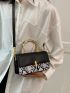 Mini Flap Square Bag Snakeskin Pattern Metal Decor