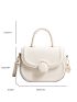Mini Saddle Bag White Flap Zipper Adjustable-strap PU
