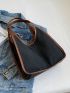Contrast Binding Hobo Bag Nylon Casual