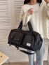Letter Patch Decor Travel Bag Medium Waterproof Black