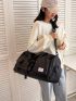 Letter Patch Decor Travel Bag Medium Waterproof Black