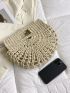 Fashionable Straw Bag Plain Hollow Top-Handle No-closure For Vacation